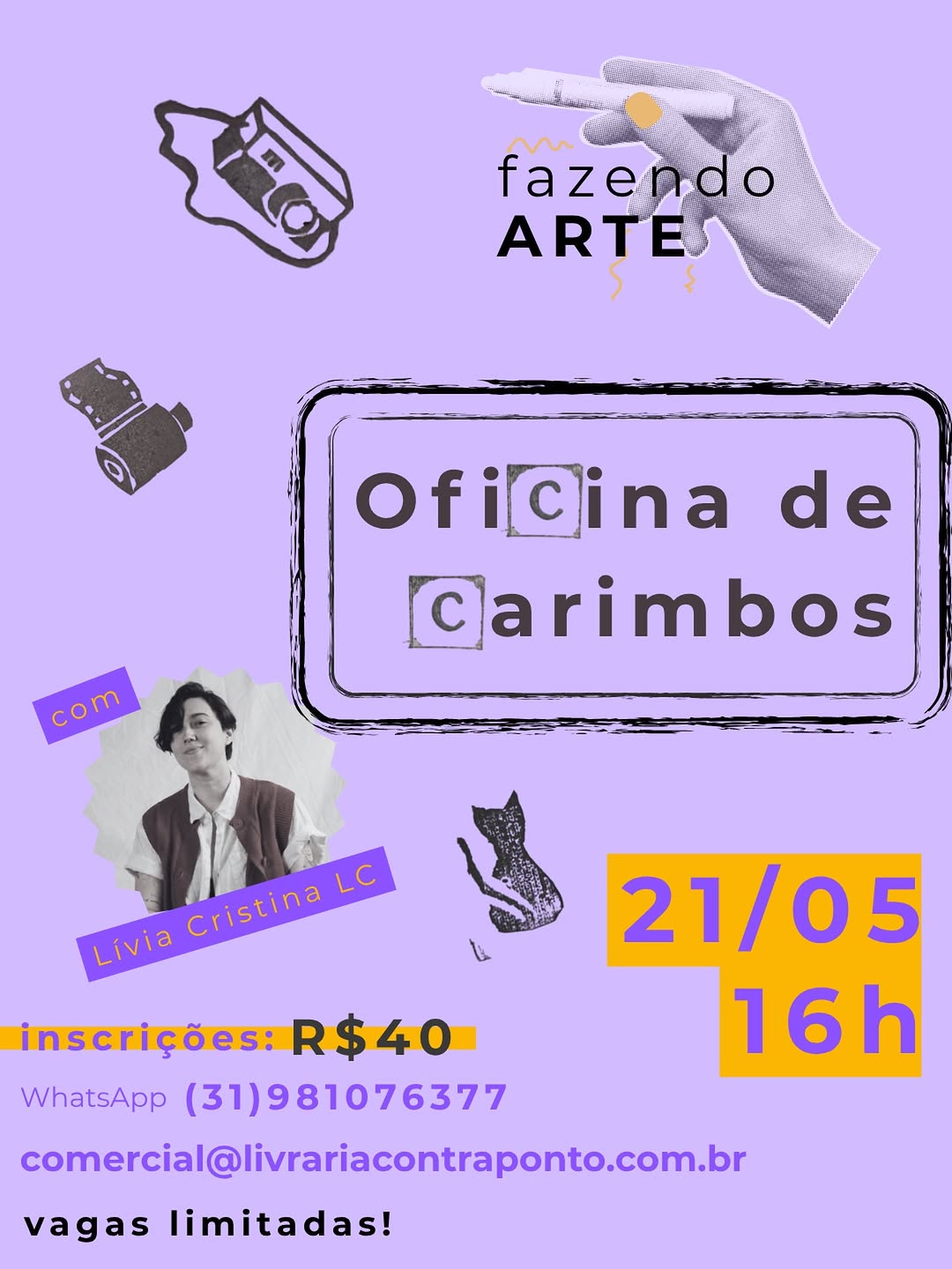 Fazendo Arte! - Oficina de Confecção de Carimbos — Livraria Contraponto, Savassi, Belo Horizonte