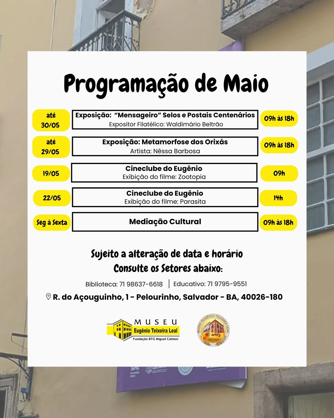Exposições de Arte e Atividades Culturais — Museu Eugênio Teixeira Leal / Memorial do Banco Econômico, Pelourinho, Salvador