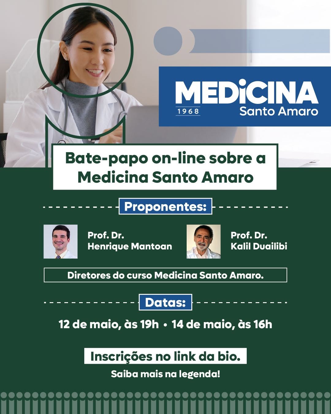 Bate-papo on-line sobre Medicina com Prof. Dr. Henrique Mantoan e Prof. Dr. Kalil Duailibi — Universidade Santo Amaro (UNISA), Santo Amaro, São Paulo
