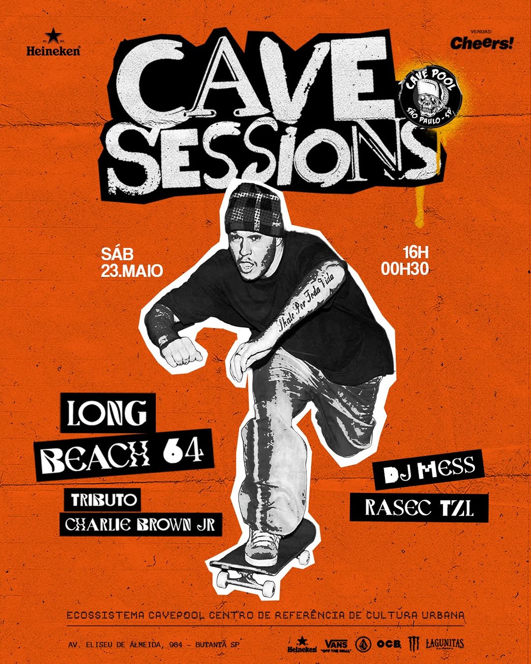 Tributo ao Charlie Brown JR com @longbeach64 — Cavepool Skateboards SP, Butantã, São Paulo