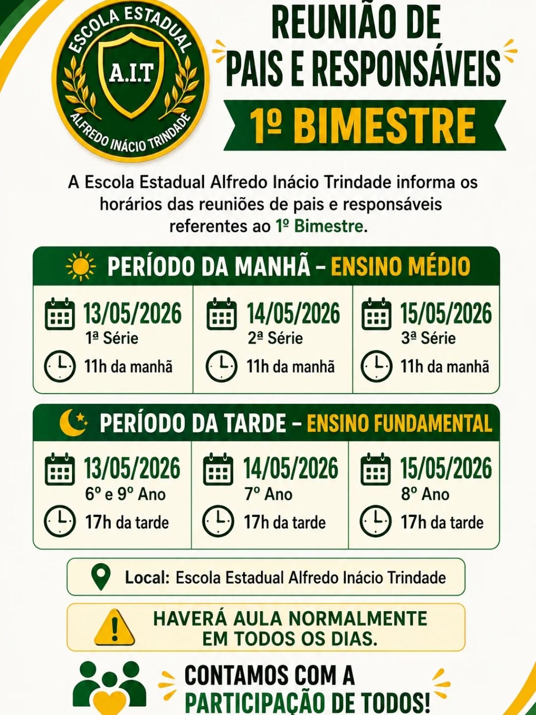 Reunião de Pais e Responsáveis - 2ª Série (Manhã) — Escola Estadual Alfredo Inácio Trindade, Vila Medeiros, São Paulo