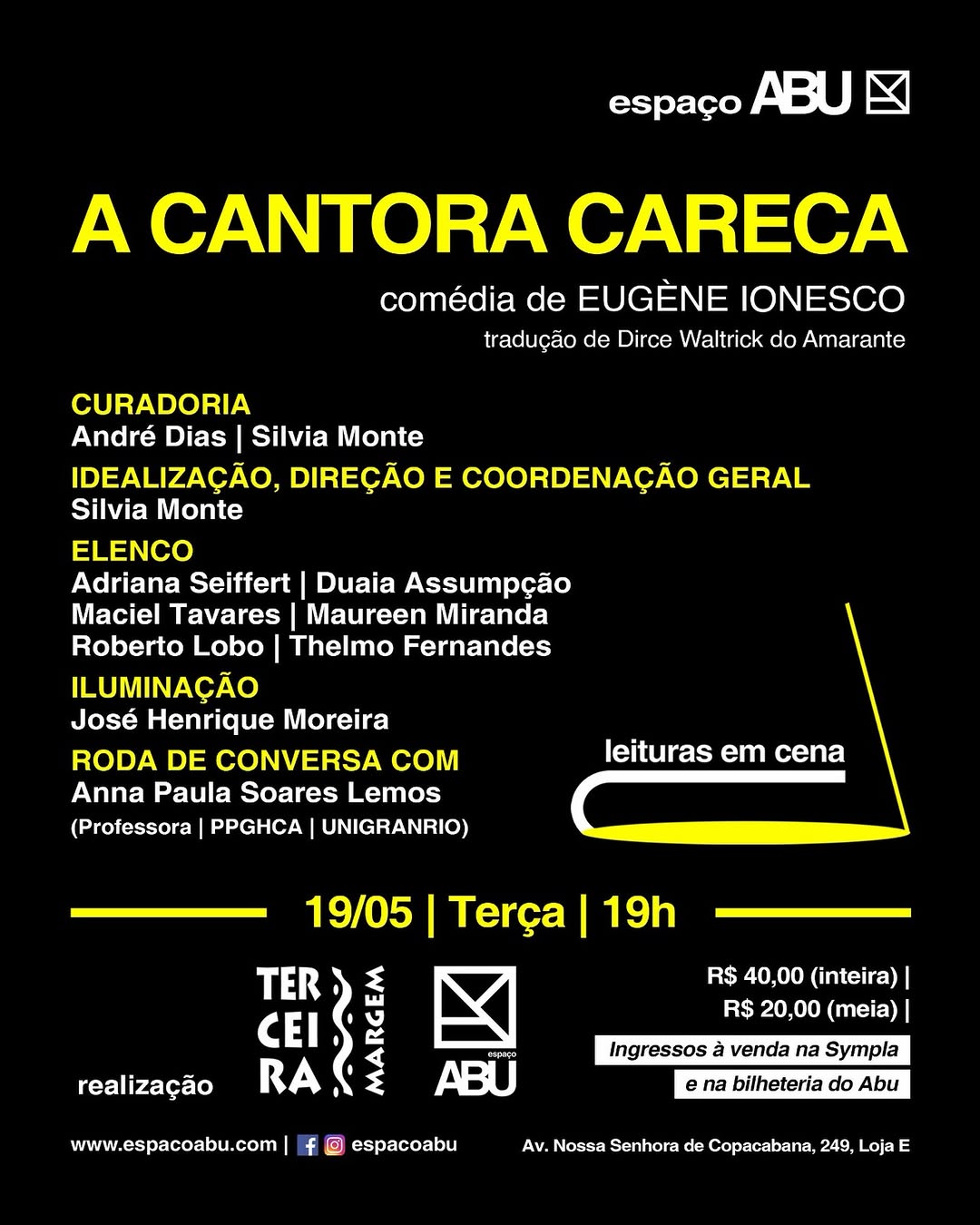Leituras em Cena: A Cantora Careca — Espaço Abu, Rio de Janeiro