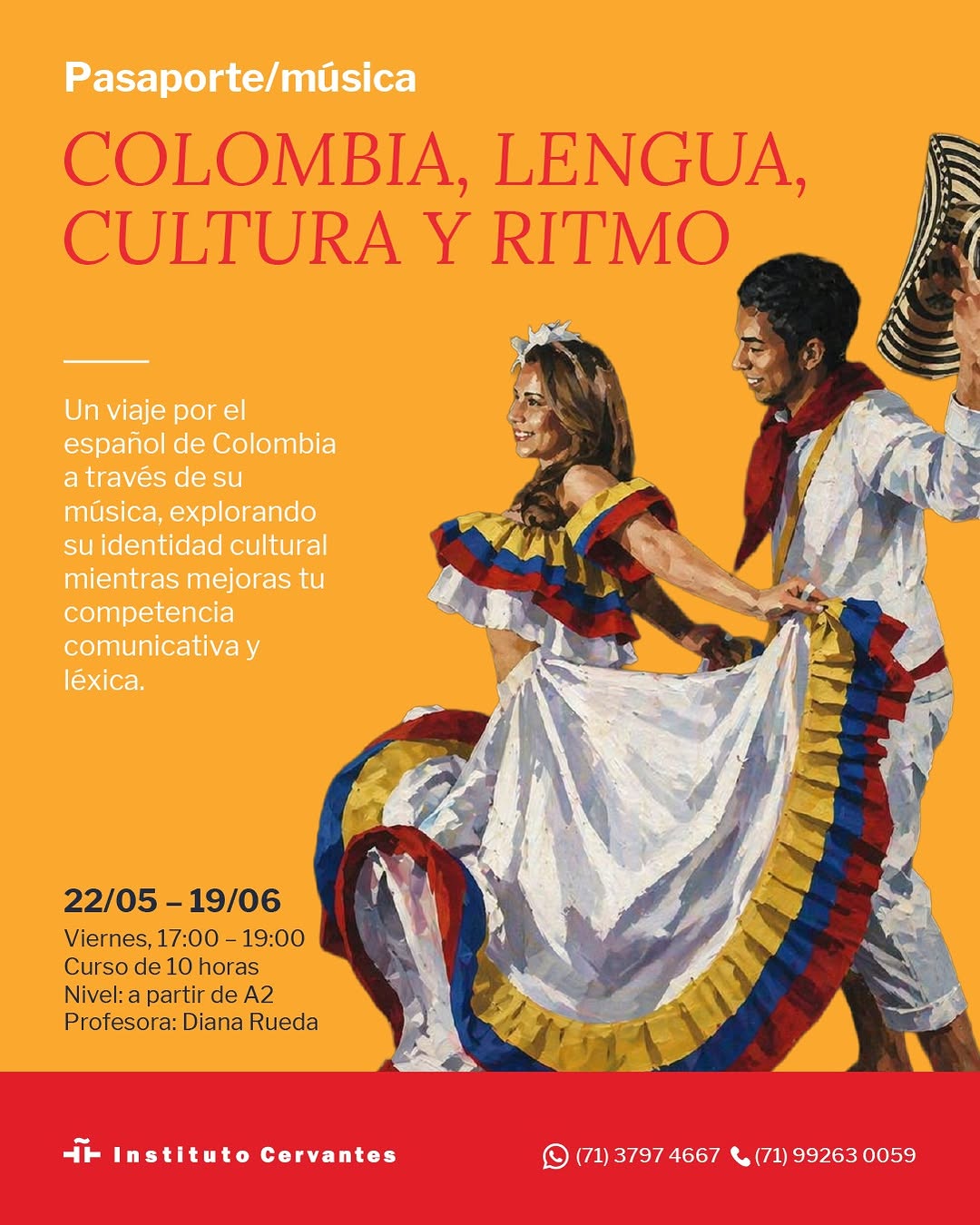 Curso: Música Colombiana e Língua Espanhola — Biblioteca José García Nieto (Inst. Cervantes), Salvador